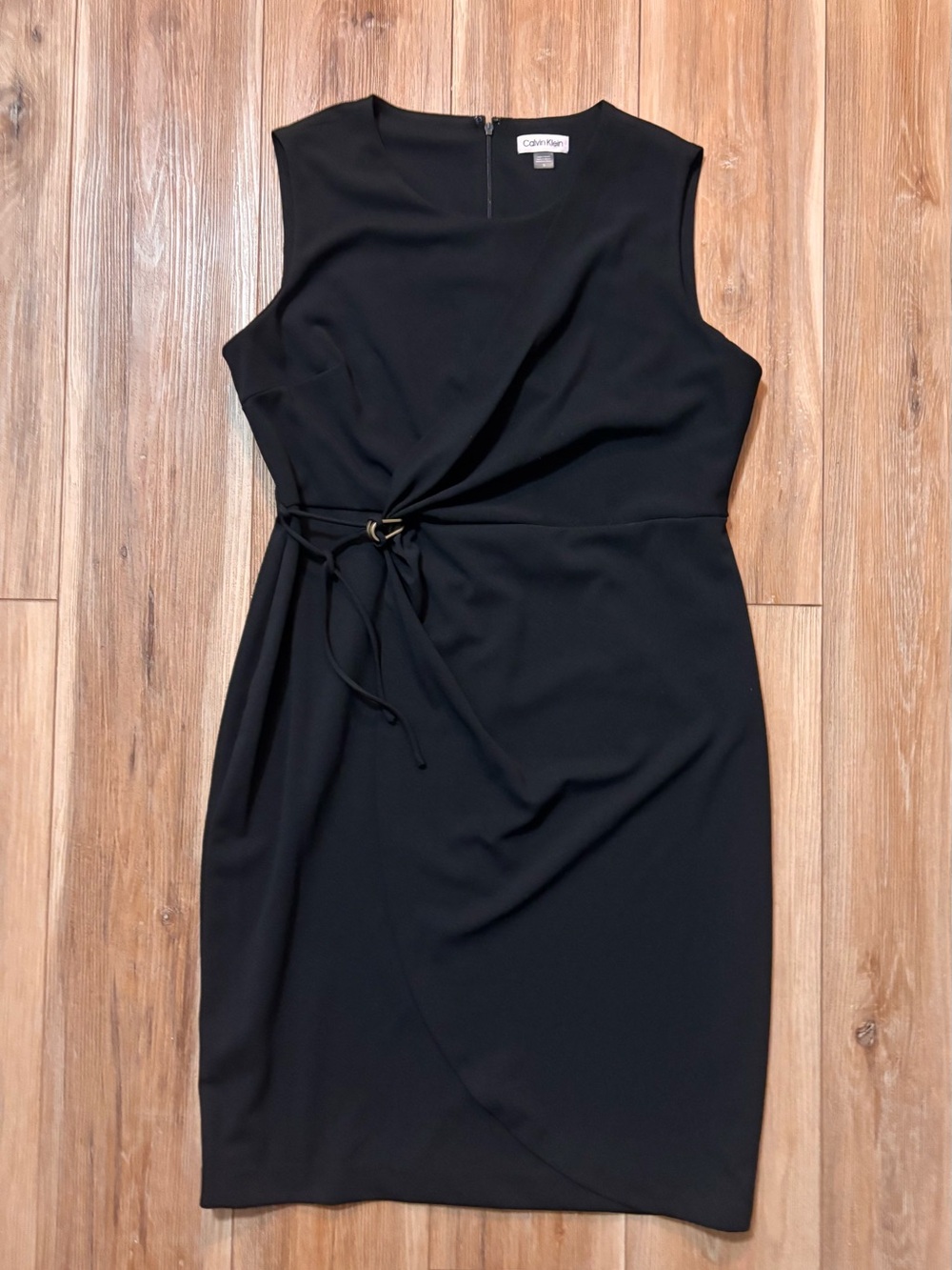 Calvin Klein Black Sleeveless Wrap-Accent Midi Dress size L